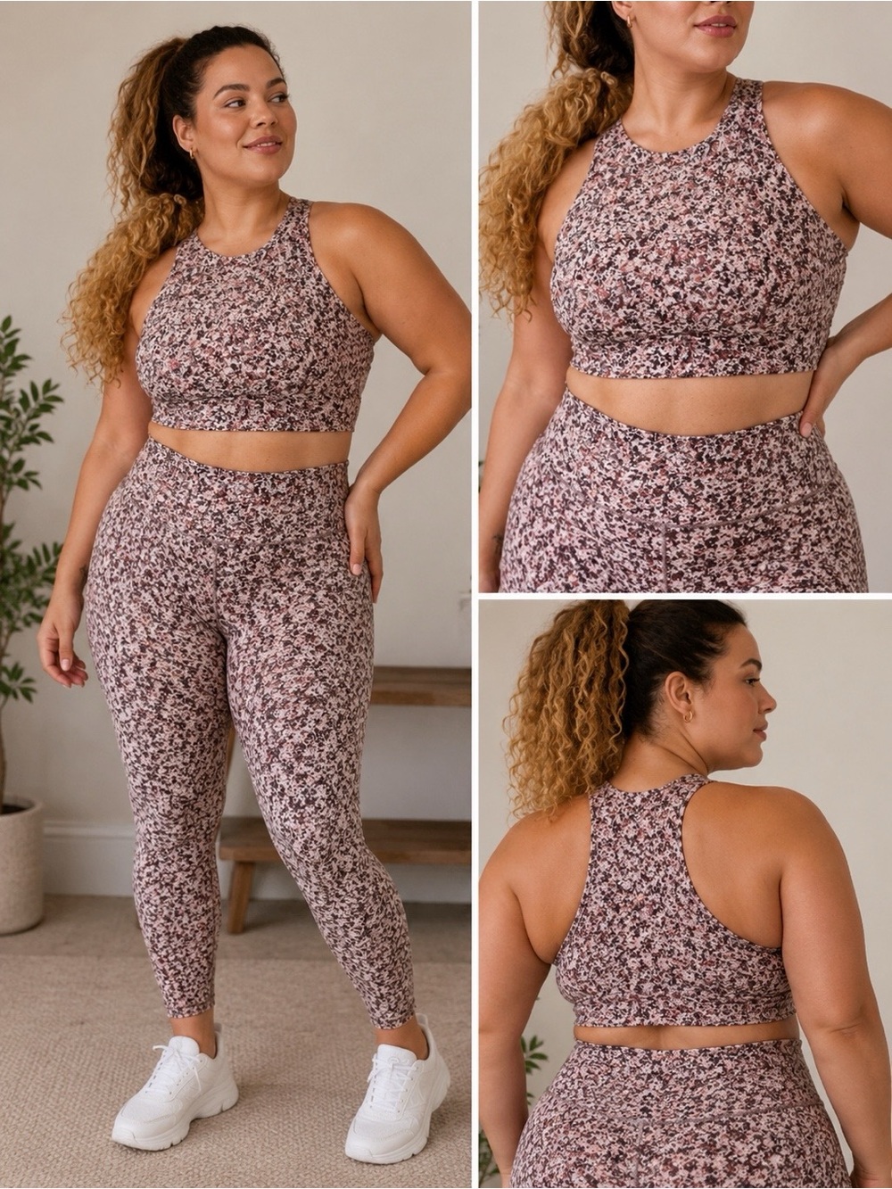 ATHLETA Multi Pink XL Conscious Crop Printed Sports Gym Top Bra